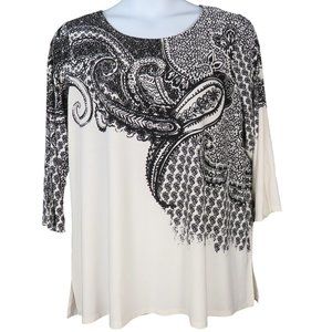 Avenue White and Black French Paisley Top Size 22/24 EUC